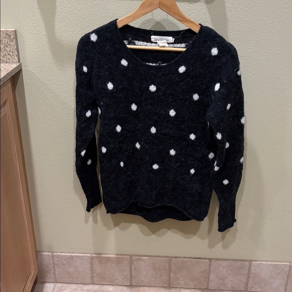 Logg Black and White Polka Dot fuzzy Sweater - Picture 2 of 10